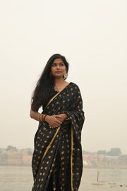 Indi Inside Black Foil Printed Saree 102-BLK