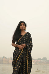 Indi Inside Black Foil Printed Saree 102-BLK