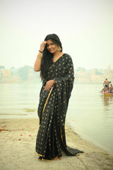 Indi Inside Black Foil Printed Saree 102-BLK