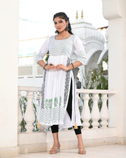 Block Printed Maroon Kurta 120-WHT