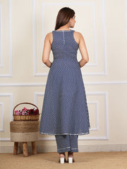 Blue Cotton Printed Kurta Set AN123-BLU