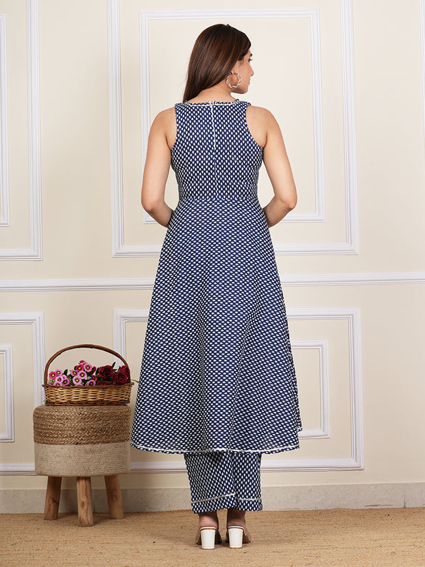 Blue Cotton Printed Kurta Set AN123-BLU