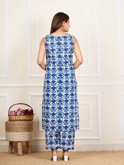 Blue Cotton Printed Kurta Set AN124-BLU