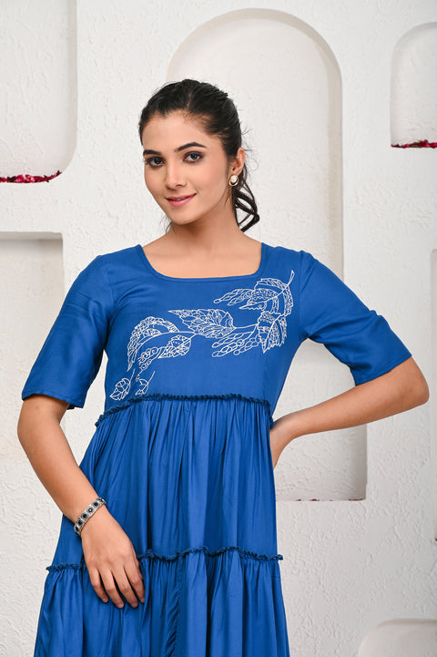 Blue Embroidered Dress 101-BLU