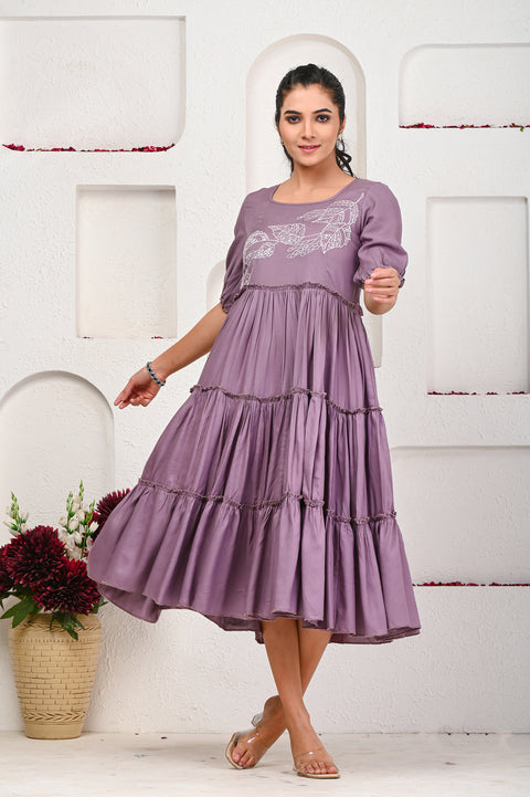 Grey Embroidered Dress 101-GRY