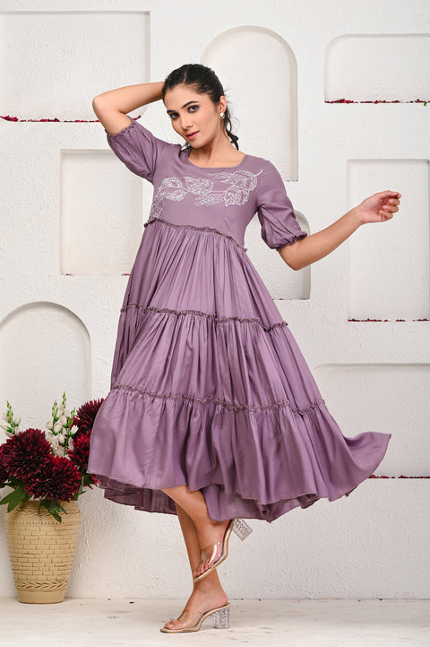 Grey Embroidered Dress 101-GRY