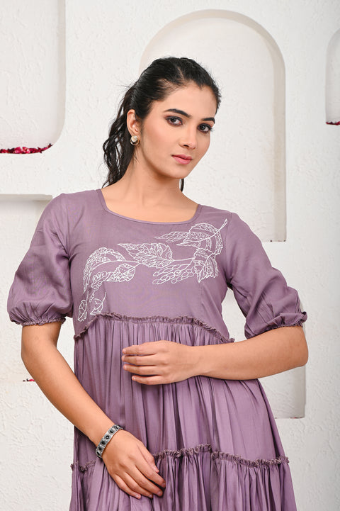 Grey Embroidered Dress 101-GRY