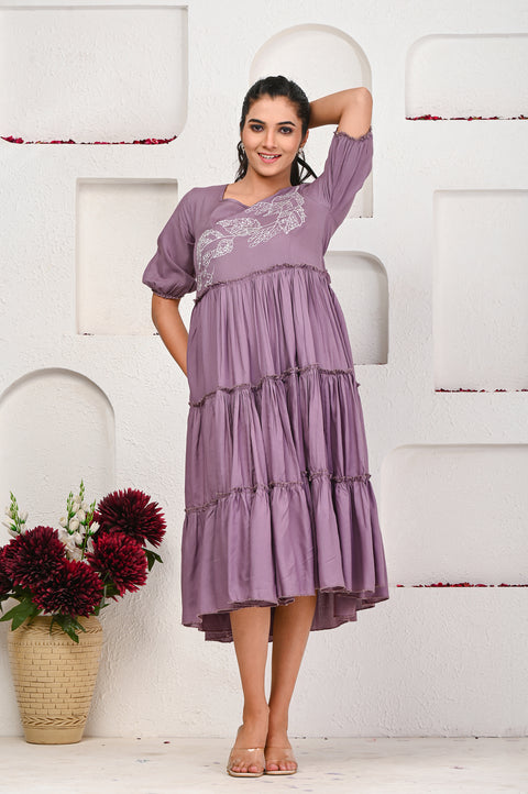 Grey Embroidered Dress 101-GRY