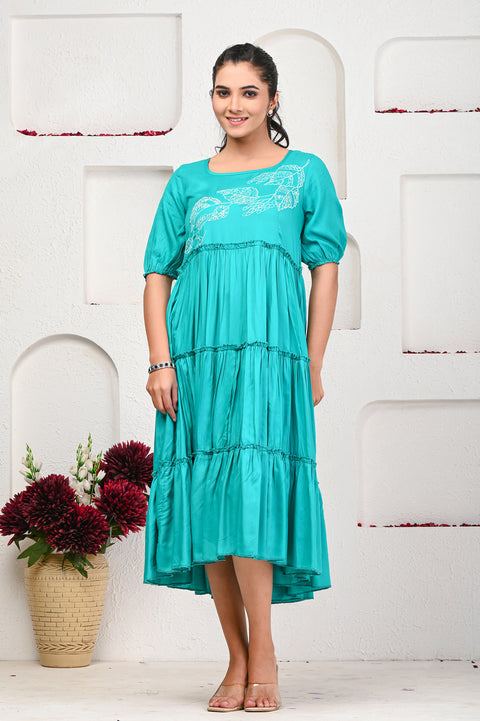 Sea Green Embroidered Dress 101-SGN