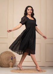Black Flared Dress 103-BLK