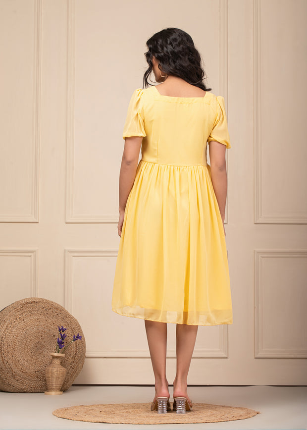Yellow Flared Dress 103-YLW