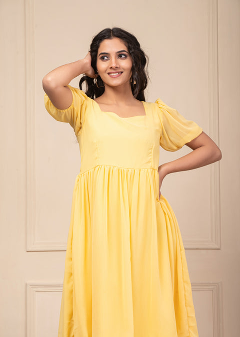 Yellow Flared Dress 103-YLW