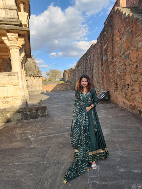 Meera Green Bandhani Suit Set 222-GRN