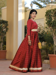 Miraya Maroon Silk Party Gown 226-MRN