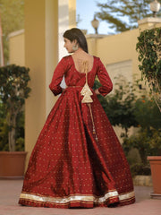 Miraya Maroon Silk Party Gown 226-MRN