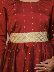 Miraya Maroon Silk Party Gown 226-MRN