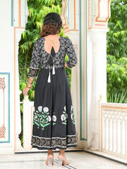 Black Block Print Kurta 228-BLK