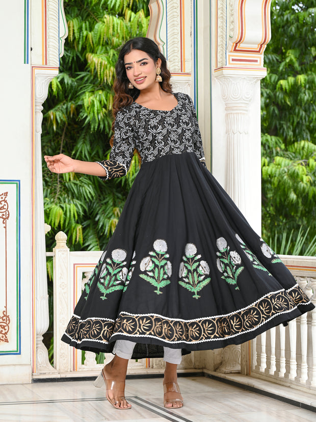 Black Block Print Kurta 228-BLK