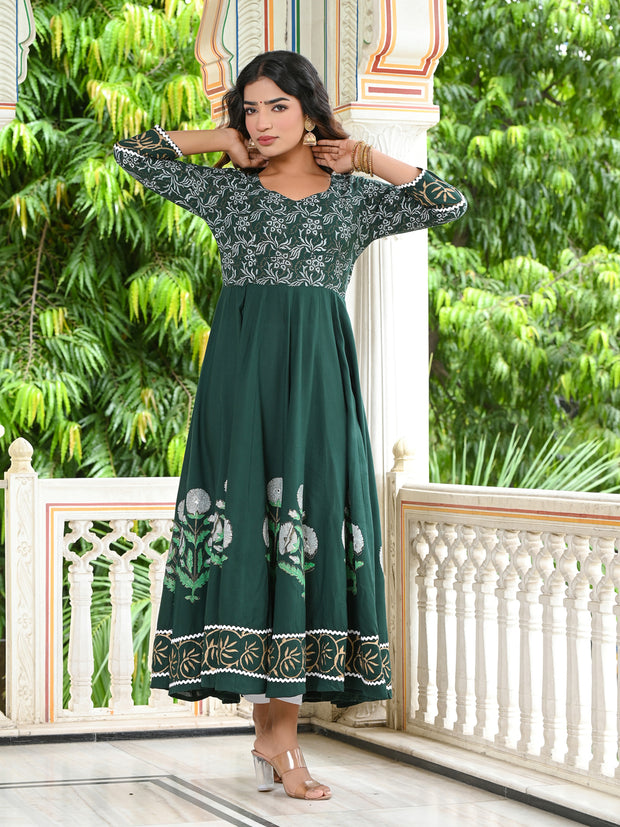 Green Block Print Kurta 228-GRN