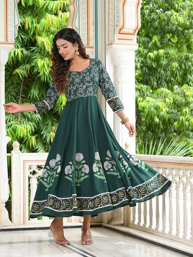 Green Block Print Kurta 228-GRN