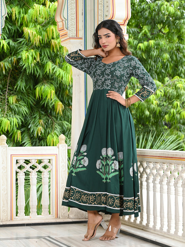 Green Block Print Kurta 228-GRN