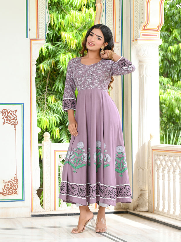 Grey Block Print Kurta 228-GRY