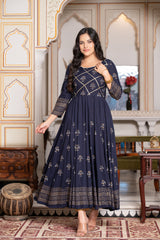 Blue Block Print Kurta 229-BLU