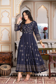 Blue Block Print Kurta 229-BLU