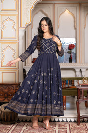 Blue Block Print Kurta 229-BLU