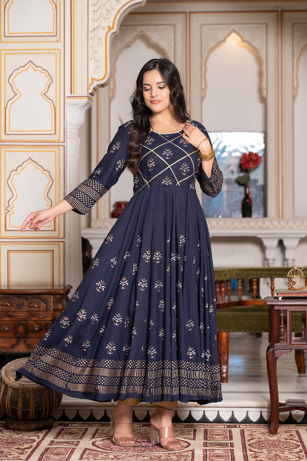 Blue Block Print Kurta 229-BLU