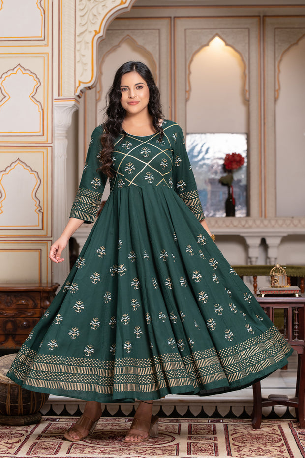 Green Block Print Kurta 229-GRN