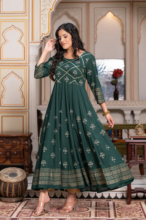Green Block Print Kurta 229-GRN