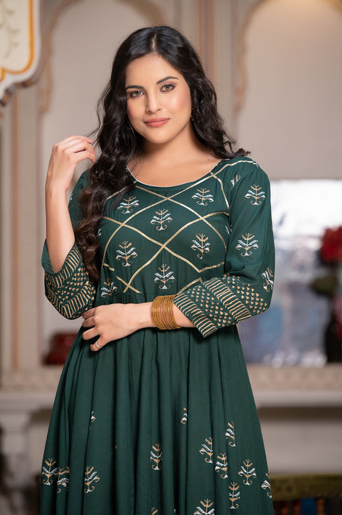 Green Block Print Kurta 229-GRN