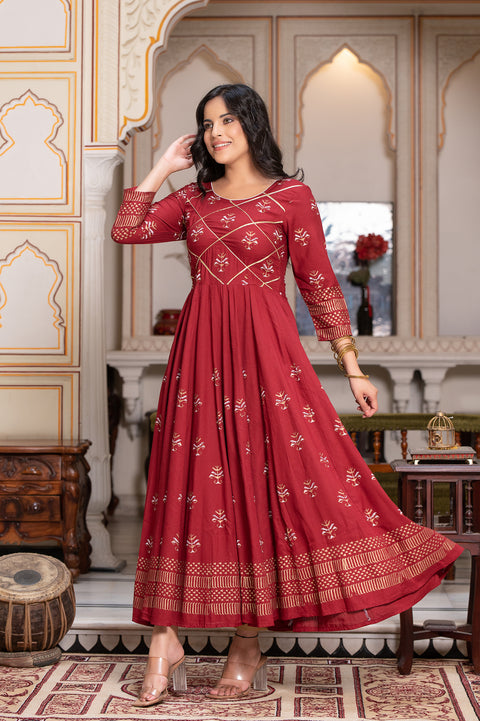 Maroon Block Print Kurta 229-MRN
