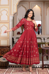 Maroon Block Print Kurta 229-MRN