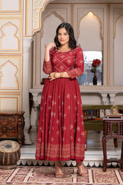 Maroon Block Print Kurta 229-MRN