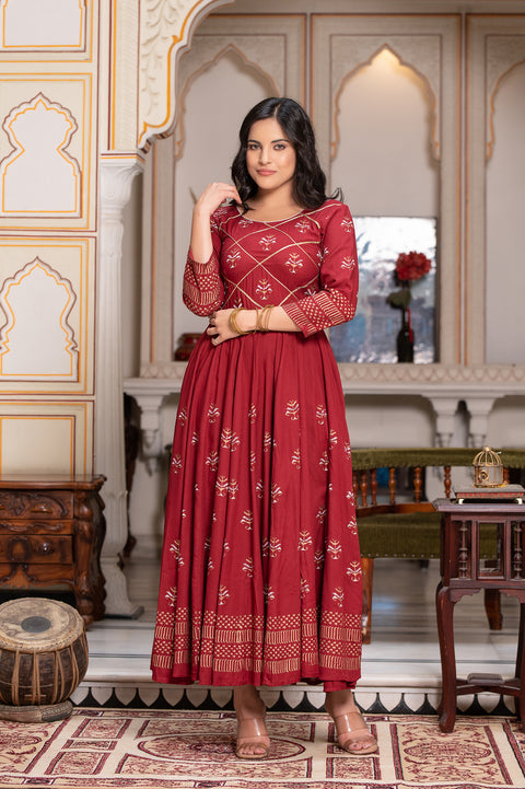 Maroon Block Print Kurta 229-MRN