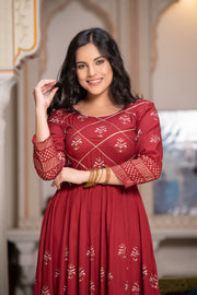 Maroon Block Print Kurta 229-MRN