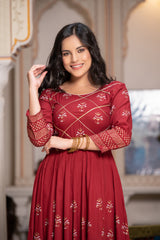 Maroon Block Print Kurta 229-MRN