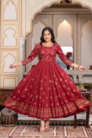 Maroon Block Print Kurta 229-MRN