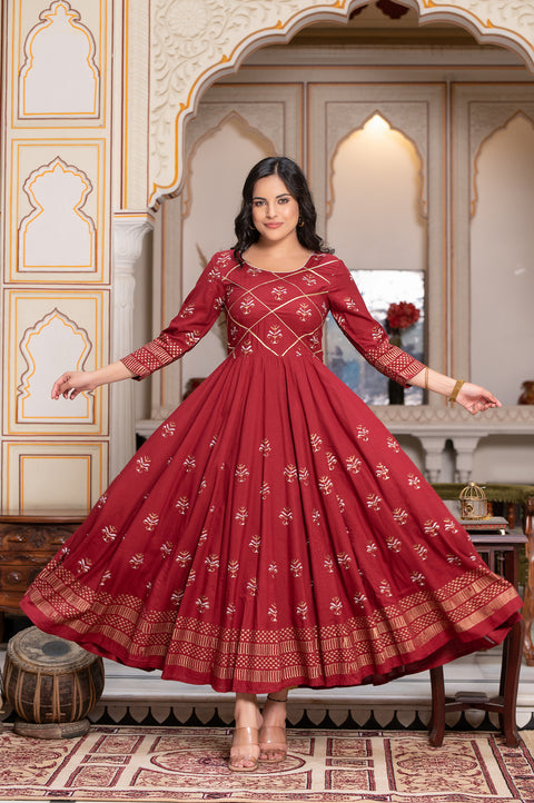 Maroon Block Print Kurta 229-MRN