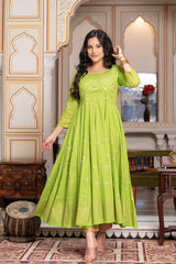 Parrot Green Block Print Kurta 229-PGN