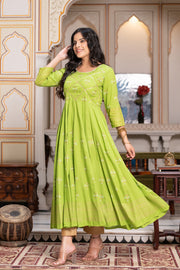 Parrot Green Block Print Kurta 229-PGN