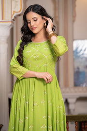 Parrot Green Block Print Kurta 229-PGN