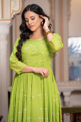 Parrot Green Block Print Kurta 229-PGN