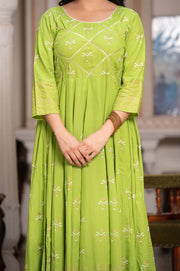 Parrot Green Block Print Kurta 229-PGN