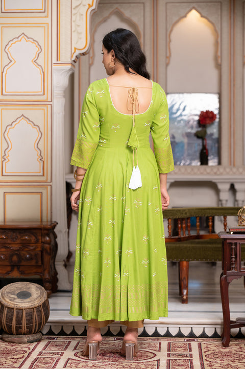 Parrot Green Block Print Kurta 229-PGN