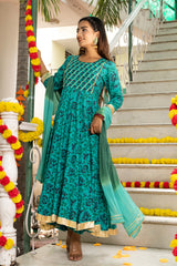 Amber Block Printed Blue Suit Set 230-BLU