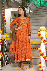 Amber Block Printed Orange Suit Set 230-ORG