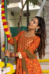 Amber Block Printed Orange Suit Set 230-ORG